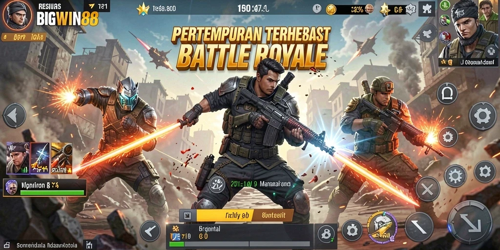 Tangkapan layar BIGWIN88 menampilkan pertarungan seru dalam mode Battle Royale.