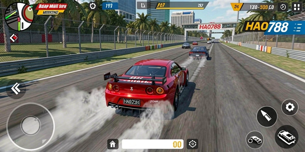 Tampilan seru gameplay balapan mobil di HAO788.