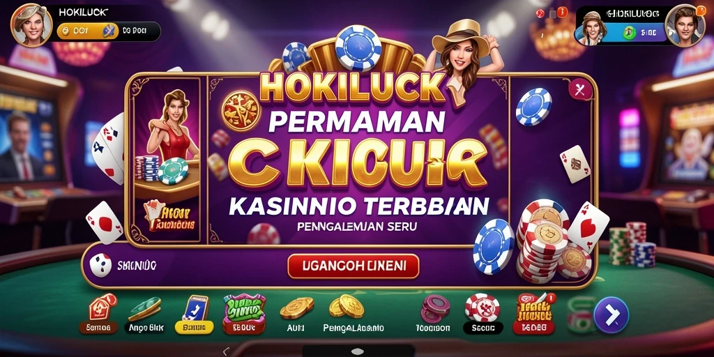 Tampilan utama HOKILUCK dengan grafis Kasino yang menawan.