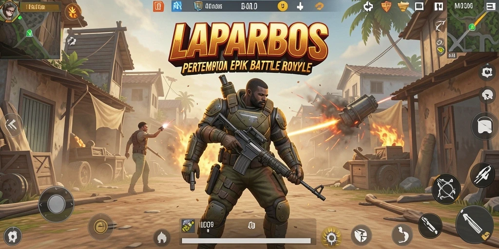 Screenshot utama LAPARBOS menampilkan intensitas pertempuran Battle Royale.