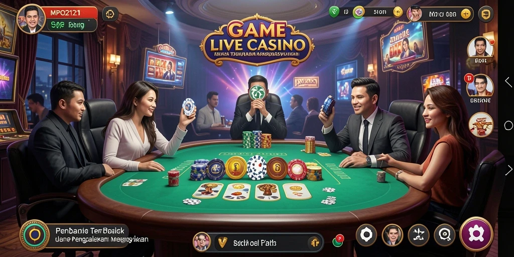 Screenshot MPO2121 menampilkan dealer profesional dan permainan Live Casino yang menarik.