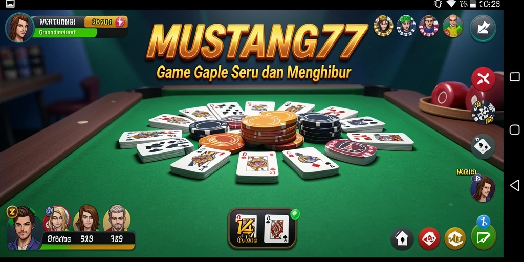 Tampilan gameplay seru dari MUSTANG77 saat bermain Gaple.