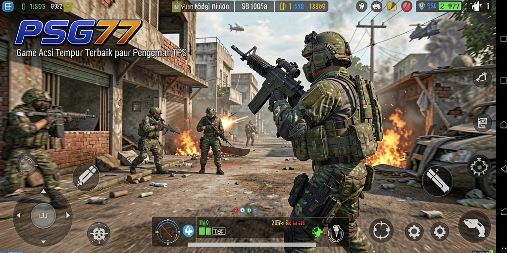 Screenshot gameplay PSG77 menampilkan aksi pertempuran seru.