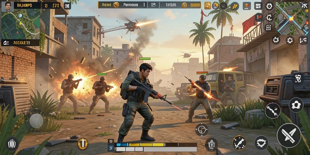 Screenshot gameplay RAJAMPO yang menunjukkan aksi pertempuran seru.