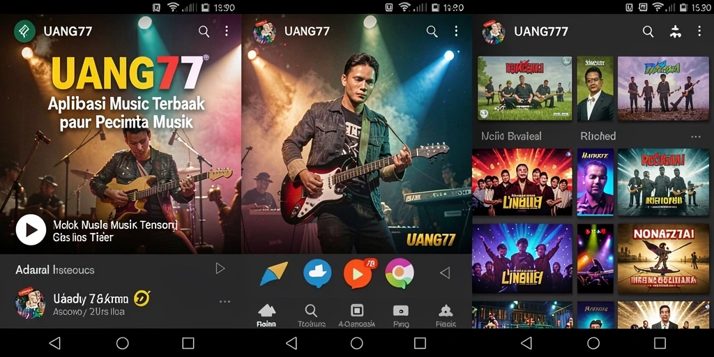 Tampilan utama UANG77 dengan berbagai pilihan lagu untuk dinikmati.
