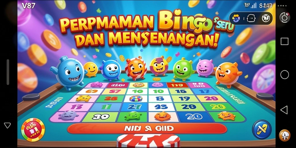 Screenshot gameplay V87 menampilkan suasana Bingo yang seru.