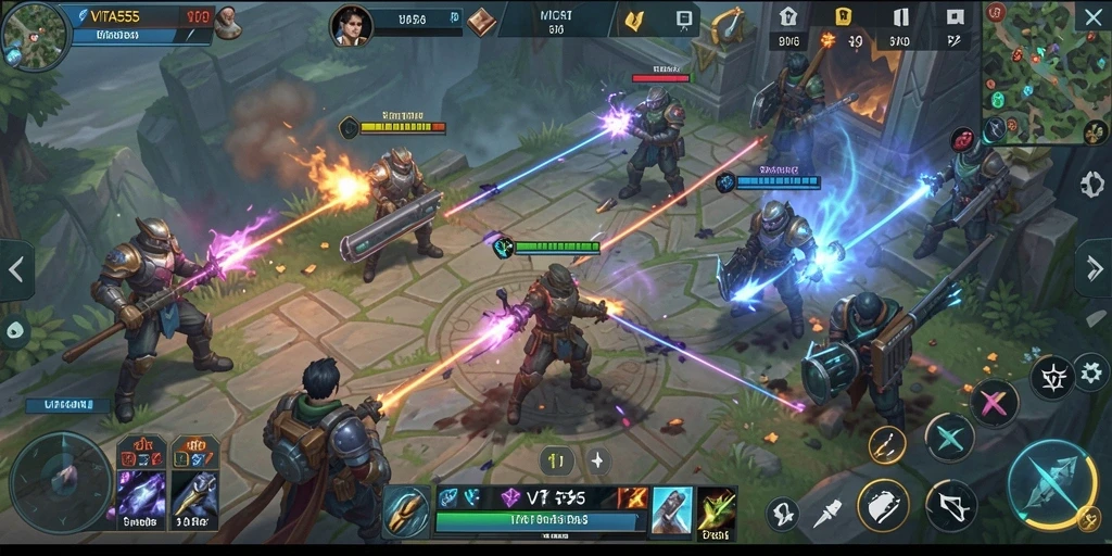 Tampilan gameplay VITA555 menampilkan pertempuran yang mendebarkan dengan strategi yang mendalam.